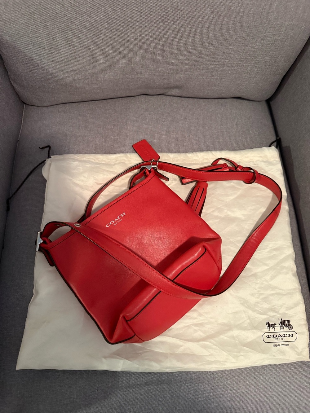 Coach Coral Leather Crossbody Shoulder Bag